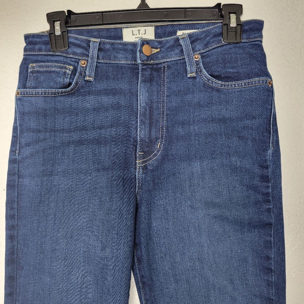 L.T.J. Letter to Juliet Size 28 Dark Verona Raw Frayed Step Diagonal Hem Jeans - Picture 4 of 10